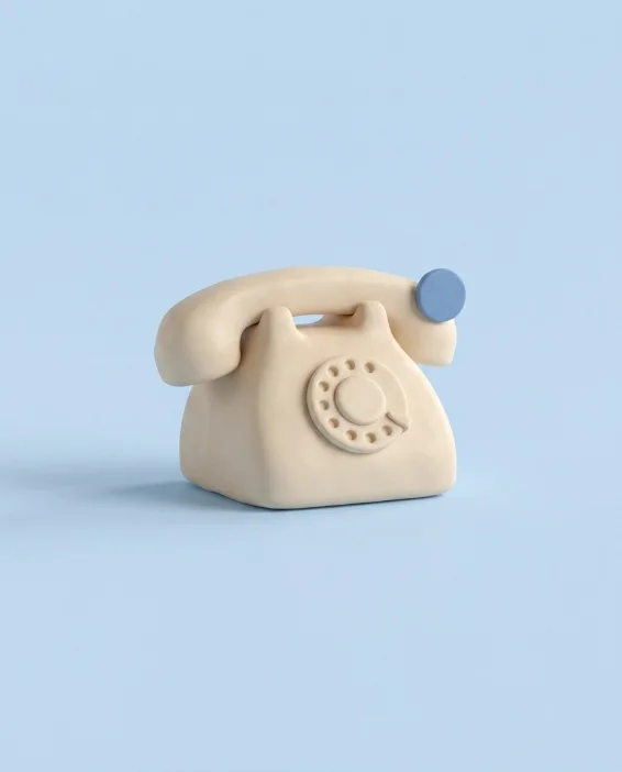 Clay-style 3D render of a rotary telephone
