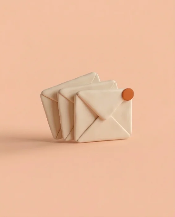 Clay-style 3D render of an envelope