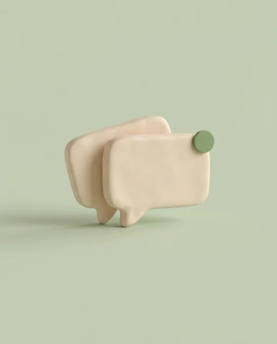 Clay-style 3D render of a speech bubble